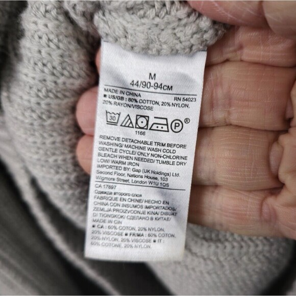 Banana Republic Sweater Womens M Gray Pullover Lace Up Tie Back Chunky Ribbed - Picture 5 of 11